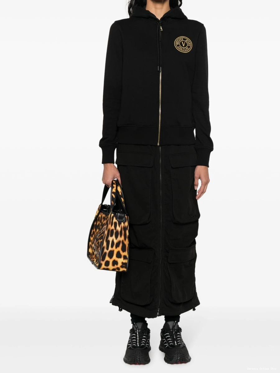 Affordable zip-up logo-embroidered Women Jeans cotton hoodie Couture Versace 0522